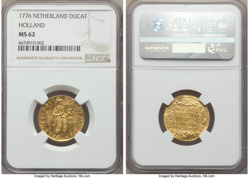 Holland. Provincial gold Ducat 1776 MS62 NGC, KM12.3. Essentially fully struck, ...