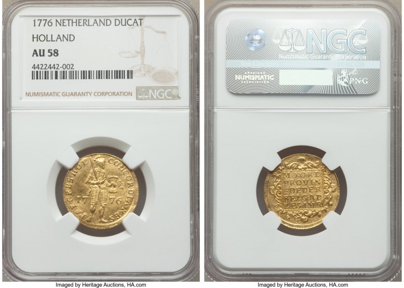 Holland. Provincial gold Ducat 1776 AU58 NGC, KM12.3. An appealing circulated sp...