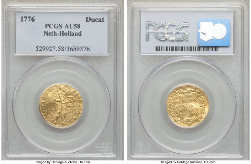 Holland. Provincial gold Ducat 1776 AU58 PCGS, KM12.3. Evincing only light, even...