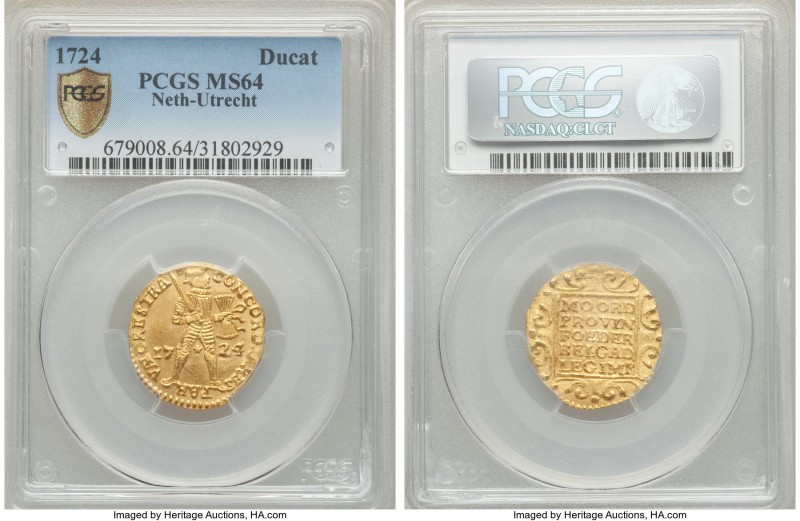 Utrecht. Provincial gold Ducat 1724 MS64 PCGS, KM7.4. Notably more frosty than t...