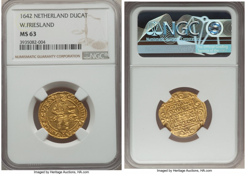 West Friesland. Provincial gold Ducat 1642-Lily MS63 NGC, KM16, Fr-294. Deeply t...