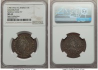 Dutch Colony. United East India Company 10 Stuivers 1786 MS63 NGC, Harderwijk mint, KM52, Scholten-74b. Variety with left scroll near D. Gelderland is...