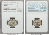Dutch Colony. United East India Company Duit 1753 MS64+ NGC, Dordrecht mint, KM70a, Scholten-99var (in silver). Holland issue. Among the finest certif...