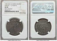 Dutch Colony. United East India Company Gulden 1790-(u) AU58 NGC, Utrecht mint, KM116, Scholten-66a. Utrecht issue. Somewhere between gunmetal and arg...