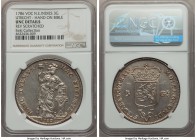 Dutch Colony. United East India Company 3 Gulden 1786 UNC Details (Reverse Scratched) NGC, KM117, Scholten-61a. Variety with Pallas resting hand on Bi...