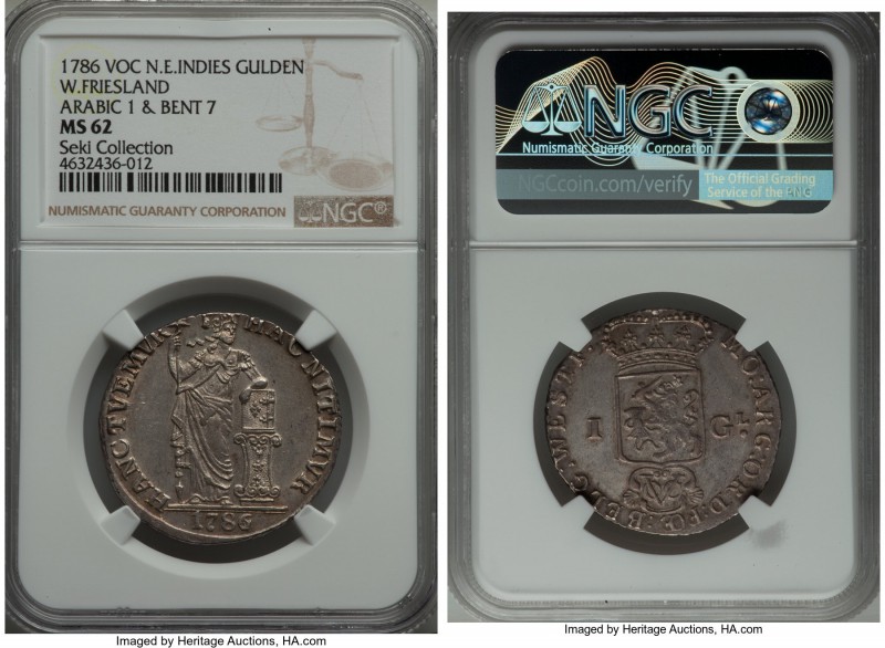 Dutch Colony. United East India Company Gulden 1786/64 MS62 NGC, KM139, Scholten...