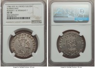 Dutch Colony. United East India Company Gulden 1786/64 AU58 NGC, KM139, Scholten-69a. Variety with Roman 1 and straight 7 in the date. West Friesland ...