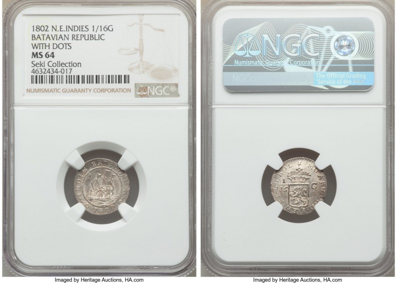 Dutch Colony. Batavian Republic 1/16 Gulden 1802 MS64 NGC, Enkhuizen mint, KM77,...