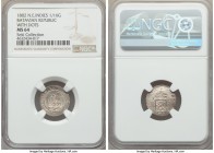 Dutch Colony. Batavian Republic 1/16 Gulden 1802 MS64 NGC, Enkhuizen mint, KM77, Scholten-497b. Variety with group of dots at apex of crown. The secon...
