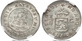 Dutch Colony. Batavian Republic 1/8 Gulden 1802 MS64+ NGC, Enkhuizen mint, KM80, Scholten-494c. Variety without circle around reverse shield. A gem in...