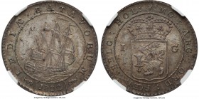 Dutch Colony. Batavian Republic Gulden 1802 MS63 NGC, Enkhuizen mint, KM83, Scholten-488a. Lofty to say the least for a type that rarely reaches the M...