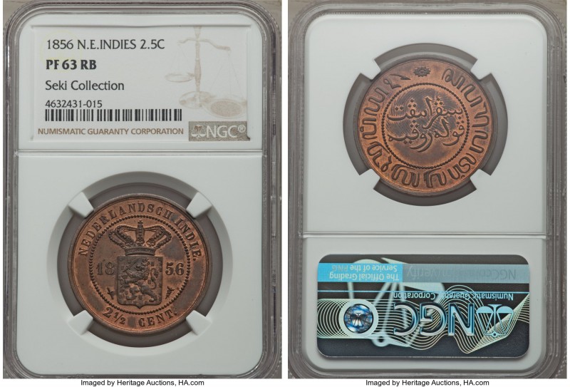 Dutch Colony. Willem III Proof 2-1/2 Cents 1856 PR63 Red and Brown NGC, Utrecht ...