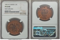 Dutch Colony. Willem III Proof 2-1/2 Cents 1856 PR63 Red and Brown NGC, Utrecht mint, KM308.2. A dazzling proof issue and to the knowledge of this hum...