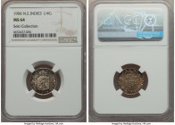 Dutch Colony. Wilhelmina 1/4 Gulden 1906-(u) MS64 NGC, Utrecht mint, KM310. Aged extremely well, the fields aglow with a strongly mottled marine tone ...