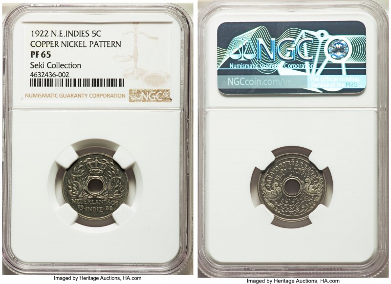 Dutch Colony. Wilhelmina copper-nickel Proof 5 Cents 1922-(u) PR65 NGC, Utrecht ...