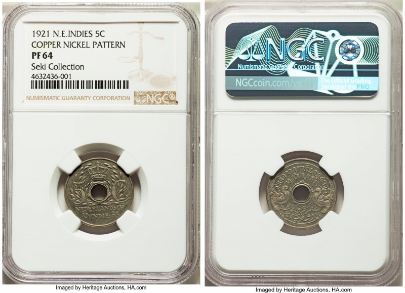 Dutch Colony. Wilhelmina copper-nickel Proof 5 Cents 1921-(u) PR64 NGC, Utrecht ...