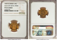 Dutch Colony. Wilhelmina gold Proof Pattern 1/4 Gulden 1945 PR64 Cameo NGC, KM-Pn33. A nearly immaculate off-metal issue with watery fields showing ab...