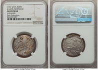 Java. United East India Company Rupee 1767 AU Details (Cleaned) NGC, KM175.1, Scholten-460c (RR). Mintmark of 4 wedges (Scholten mm 9). Colored with a...