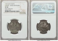 Java. United East India Company Rupee 1767 XF40 NGC, KM175.1, Scholten-460a (RR). With barred 5 dots mintmark (Scholten mm 7). Seldom-found uncleaned,...