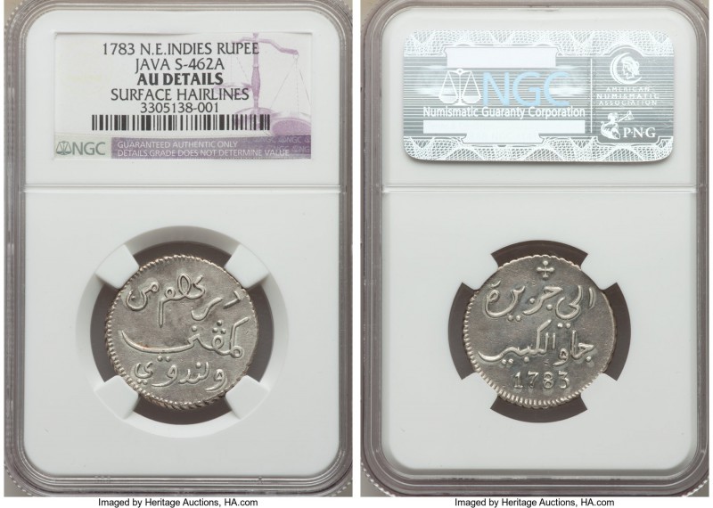 Java. United East India Company Rupee 1783 AU Details (Surface Hairlines) NGC, K...