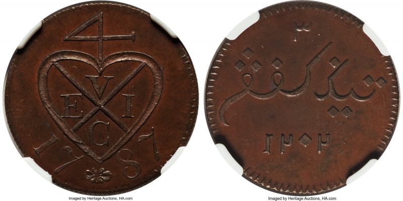 Sumatra. East India Company copper Proof 3 Kepings AH 1202 (1787) PR64 Brown NGC...