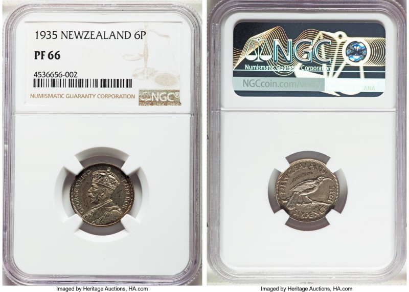 George V 4-Piece Certified Partial Proof Set 1935 NGC, 1) 6 Pence - PR66, KM2 2)...