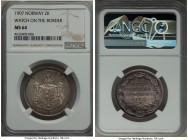 Haakon VII 2 Kroner 1907 MS64 NGC, KM366. Slate toning with a hint of satiny complexion.

HID99912102018