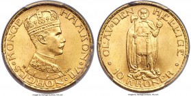 Haakon VII gold 10 Kroner 1910 MS66 PCGS, KM375. Currently tied for the finest graded at both NGC and PCGS.

HID99912102018