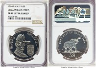 Republic palladium Proof 5 Dollars 1999 PR69 Ultra Cameo NGC, cf. KM18. Extolling German East Africa and one of only 7 pieces struck. APDW 1.0000 oz.
...