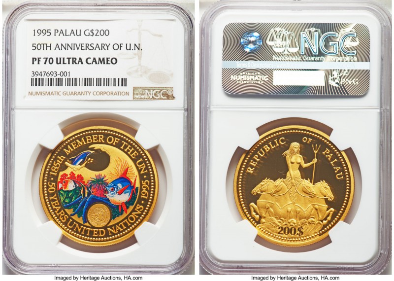 Republic gold Proof 200 Dollars 1995 PR70 Ultra Cameo NGC, KM45. Struck to comme...