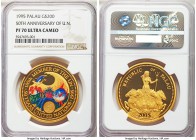 Republic gold Proof 200 Dollars 1995 PR70 Ultra Cameo NGC, KM45. Struck to commemorate the 50th anniversary of the United Nations. A gleaming proof an...