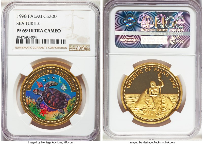 Republic gold Proof 200 Dollars 1998 PR69 Ultra Cameo NGC, cf. KM32. A lovely mo...