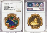 Republic gold Proof 200 Dollars 2002 PR69 Ultra Cameo NGC, KM-Unl, Fr-3. Blue Tang colorized. A beautiful gem part of the Marine-Life Protection serie...