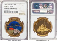 Republic gold Proof 200 Dollars 2003 PR70 Ultra Cameo NGC, KM-Unl, Fr-3. A shimmering gem featuring the Orance Crab portrayed in vivid color and showc...