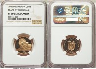 Republic gold "Peace at Christmas" 50 Balboas 1984-FM PR69 Ultra Cameo NGC, Franklin mint, KM99. Tied for the finest graded, a gorgeous modern proof w...