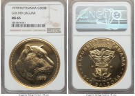 Republic gold "Golden Jaguar" 500 Balboas 1979-FM MS65 NGC, Franklin mint, KM62. An extremely lustrous example of this large, enchanting issue featuri...
