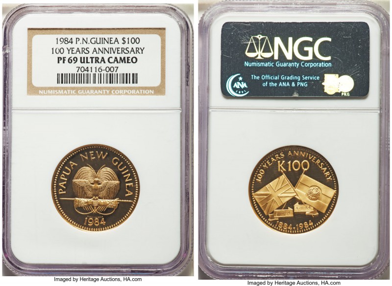 Republic gold Proof "100 Years Anniversary" 100 Kina 1984 PR69 Ultra Cameo NGC, ...