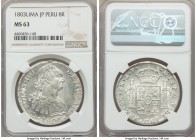 Charles IV 8 Reales 1803/2 LM-JP MS63 NGC, Lima mint, KM97. A blast white example, solid strike, and overall undeniable eye appeal.

HID99912102018