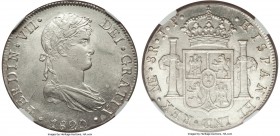 Ferdinand VII 8 Reales 1820 LM-JP MS64 NGC, KM117.1. Bright and lustrous surfaces, and with only three examples graded higher combined between NGC and...