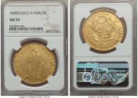 Republic gold 8 Escudos 1840 CUZCO-A AU55 NGC, Cuzco mint, KM148.3. Evenly worn, but lacking any singularly disturbing marks or defects. 

HID99912102...