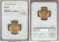 Republic gold 20 Soles 1965 MS66 NGC, Lima mint, KM229. An immaculate example of this popular type, with cartwheel luster. 

HID99912102018