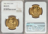 Republic gold 50 Soles 1951 MS63 Prooflike NGC, KM230. Lightly toned and fully prooflike, with highly reflective fields and a subtle cameo-like contra...