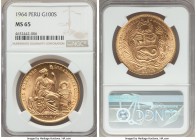 Republic gold 100 Soles 1964 MS65 NGC, Lima mint, KM231. Faintly toned, with flawless surfaces. 

HID99912102018