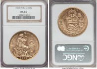 Republic gold 100 Soles 1969 MS65 NGC, Lima mint, KM231. Mintage: 540. A gem Mint State example of this ever-popular low-mintage modern type coin. 

H...
