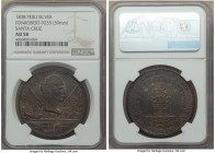 Republic silver Proclamation Medal 1838 AU58 NGC, Cuzco mint, Fonrobert-9235. Honoring Marshal Andres de Santa Cruz, this 8 Reales-sized medal reads: ...