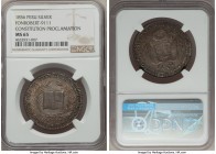 Republic 2 Reales silver Medal 1856 MS65 NGC, Fonrobert-911. A splendid gem representative of this Constitutional Proclamation medal. Quite desirable ...