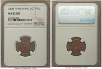Spanish Colony. Ferdinand VII Octavo 1820-F MS62 Brown NGC, KM8. With a pleasing and impressive crispness expressed throughout the design elements, pa...