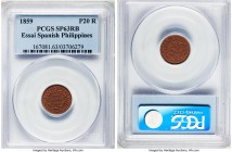 Spanish Colony. Isabel II copper Specimen Essai 20 Reaux 1859 SP63 Red and Brown PCGS, Paris mint, KM-Unl., Basso-76. An extremely rare pattern, and o...
