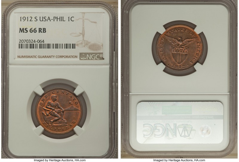 USA Administration Centavo 1912 MS66 Red and Brown NGC, KM163. High grade, with ...