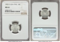 USA Administration 10 Centavos 1903-S MS61 NGC, San Francisco mint, KM165. Highly desired by both US and World coin collectors, especially in Mint Sta...